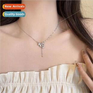 Bow zirconia tassel necklace female ins tide niche accessori