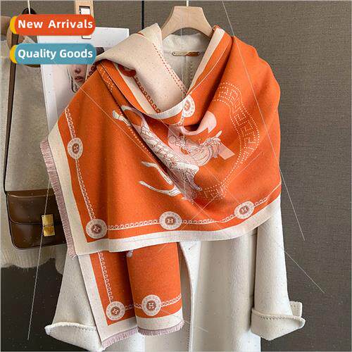 2023 new fashion pony temperament imation cashmere scarf fem