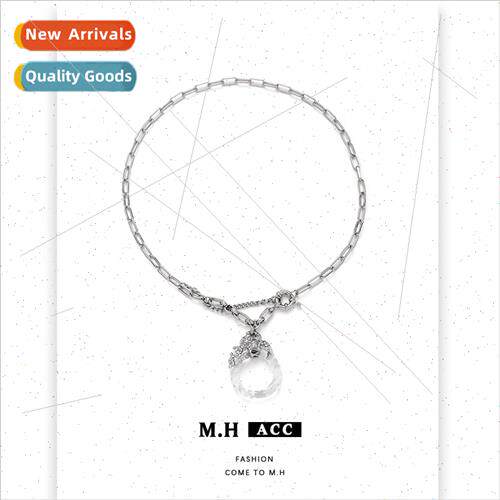 Geometric metal texture necklace women niche collarbone chai