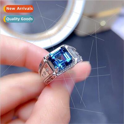 Popular sapphire open square diamond full diamond ring men w