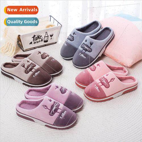 fall winter warm cotton slippers home indoor couple thickene