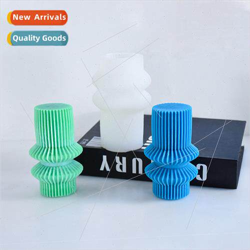 Ins Cylinder Candle licone Mould Striped Roman Pillar licone