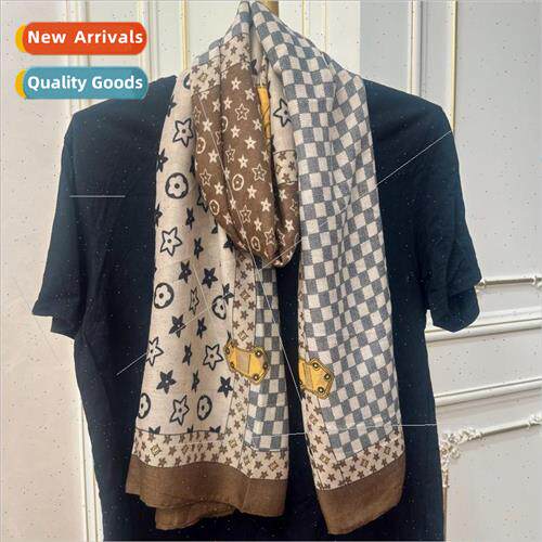 2023 live new printing cotton linen scarf Europe Uned States