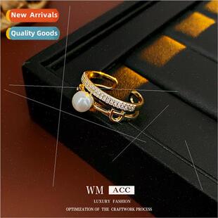 open end finger letter index pearl delicate zirconia ring