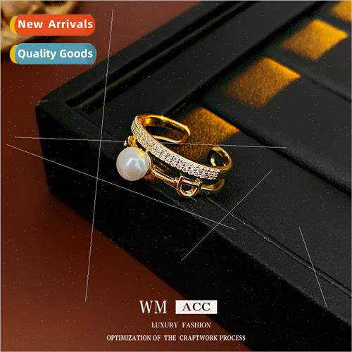 zirconia letter pearl open end ring delicate index finger ri