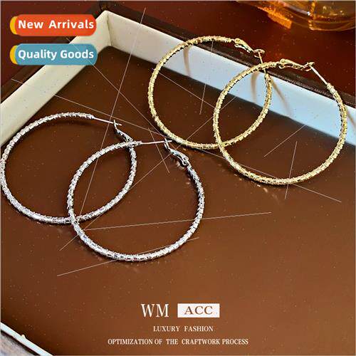 silver needle threaded metal earrings Europe earrings simple
