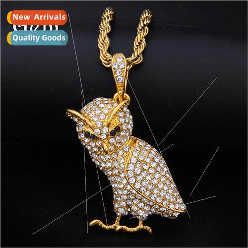 Europe new full diamond owl alloy pendant hip hop gold coupl