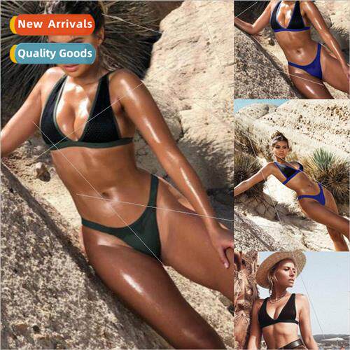 2 Color Pull Trim Mesh Bikini Separate Swimsu i19C239