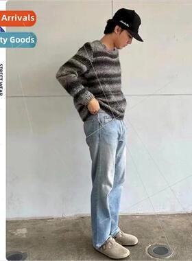 High set vintage 501 washed snowflake pattern ice blue strai