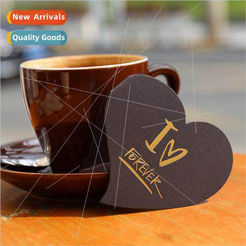 Black Hot Stamping Heart Small Greeting Card Message Card Te
