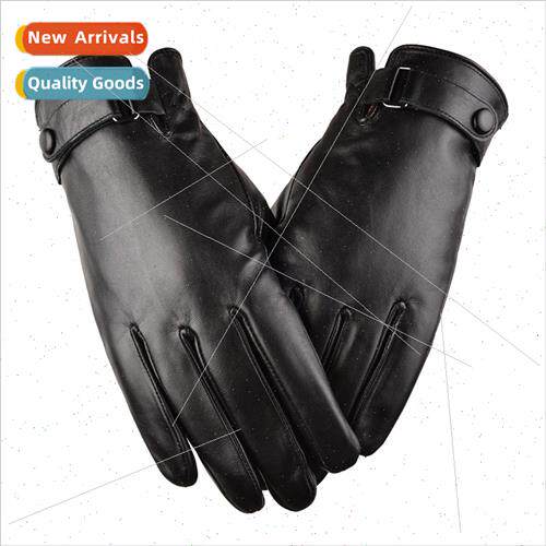 Men winter warm gloves  sheepskin touch screen padded windpr