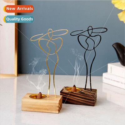 Metal Iron Art Incense Burner Figure Head Abstract Ornament