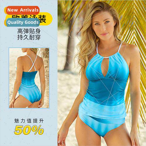Europe swimsu new Tanzini female hollow gradient color sexy