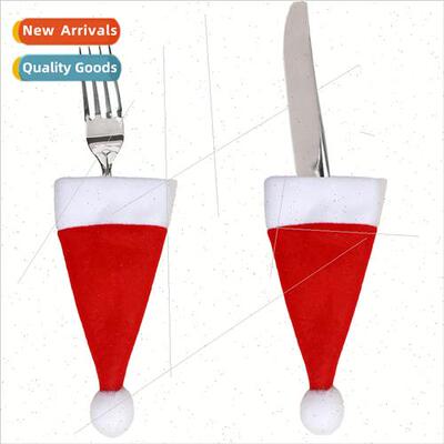 Creative Christmas Decorative Flannel Santa Hat Cutlery Knif