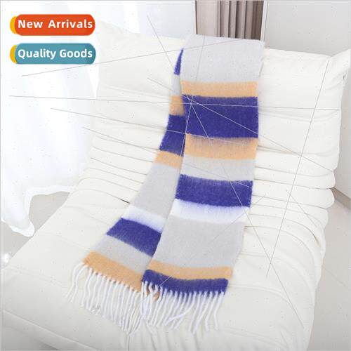 Korea  new striped rainbow colorful scarf men women in autum