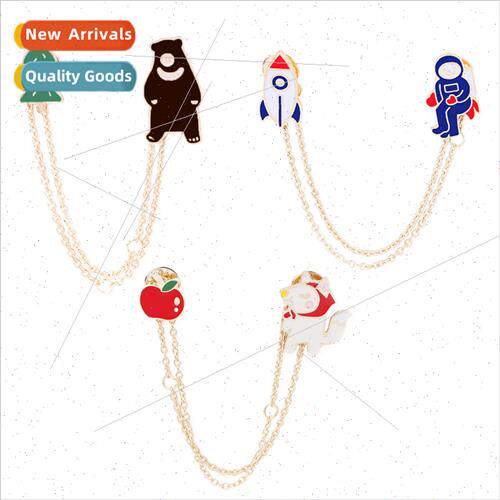 Space Universe Chain Corsage Astronaut Rocket Alloy Oil Drip