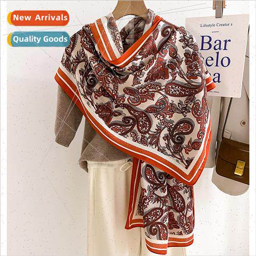 2023 retro printing Korea  scarf scarf silk scarf outer wear