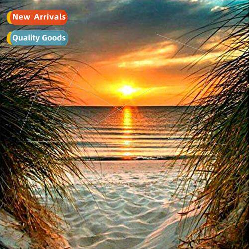 New handmade embroidery DIY beach sunset landscape full embr