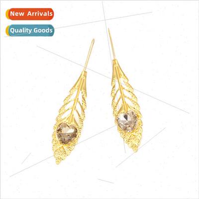 personaly light luxury long metal leaf earrings exaggerated