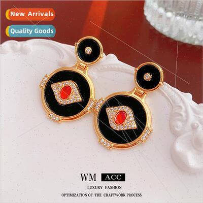 Earrings Electroplate lver Pin Zirconia Round Earrings Vinta