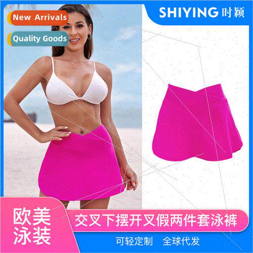 Europe skirt swim trunks women 2023 summer new solid color l