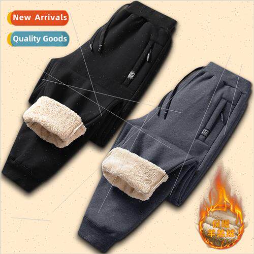 Padded thickened pants men winter lambswool pants sports lei