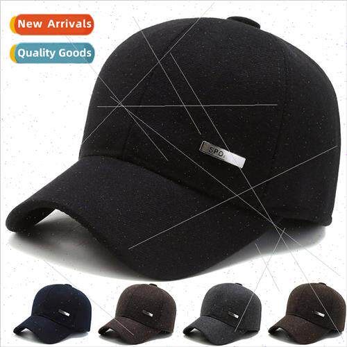 Middle-aged elderly hat men fall winter old man cap warm ear
