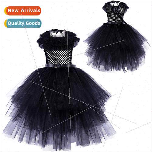 Adams Girls Black Dress Wednesday Cos Costume Halloween Wedn