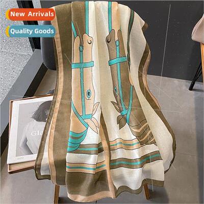 2022 new retro carriage cotton linen scarf female fashion wa
