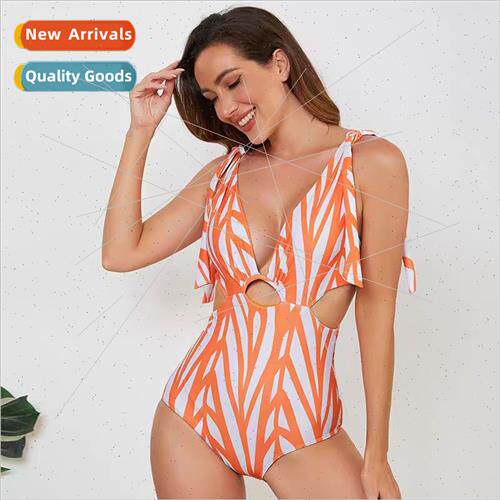 One-piece deep v swimsu 2023 Europe new strappy one-piece be