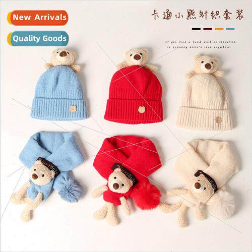 Head Bear Children Hat Scarf 2PCS Cartoon Warm Winter 2PCS S