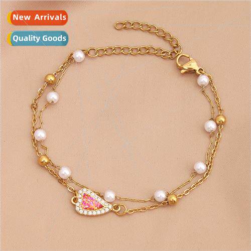 Europe new diamond-set love heart gold beads imation pearl d