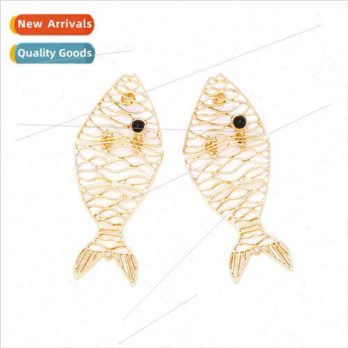 ZA personaly fashion creative hollow alloy tropical fish ear