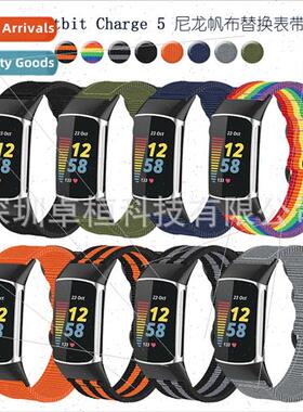 适用Fitbit Charge6 canvas strap charge 5 bracelet nylon wris