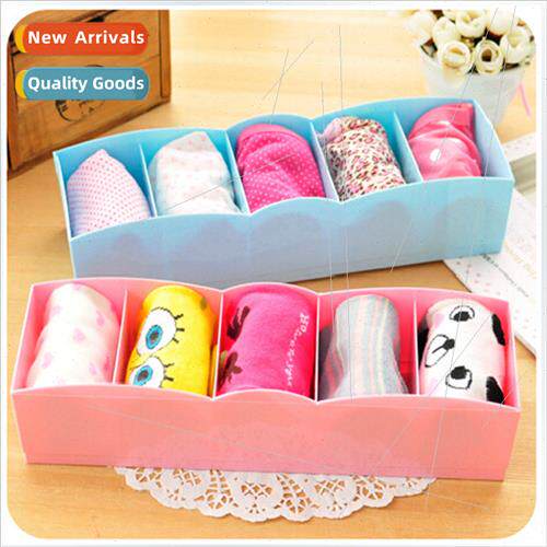 5 compartments underwear socks storage box Plastic five draw