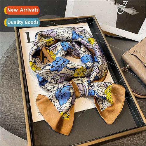 Korea  fresh elegant flowers silk scarf female spring fall d