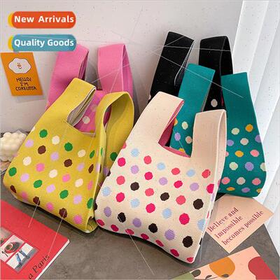 Four seasons nd colorful polka dot knted undershirt bag girl