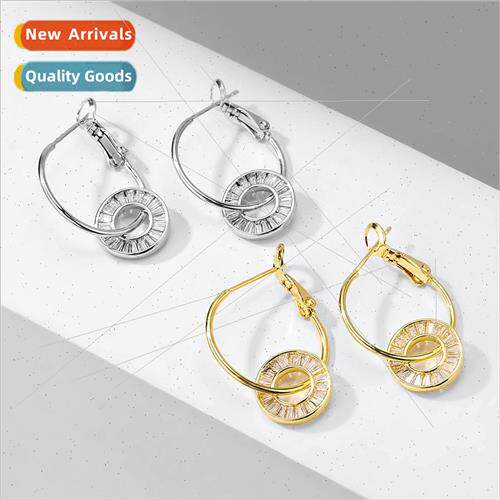 Earrings female fashion zirconia circle earrings long earrin