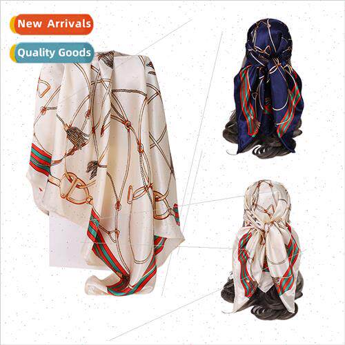 2023 new chain 90cm large square scarf silk scarf women clas
