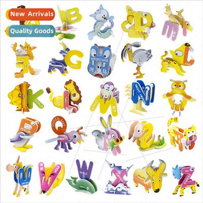 Children paper 3D letters animal three-dimensional puzzle ca