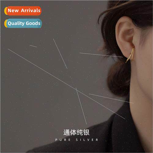 S925 silver Korea minimalist ear hooks new wave niche whout