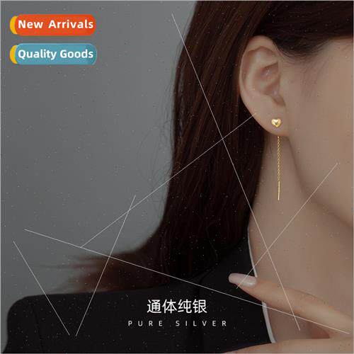 S925 heart-shaped silver earwires long earrings earrings ear