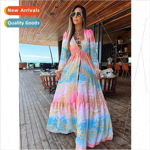 Bikini cardigan one-piece long-sleeved smock overlay colorfu