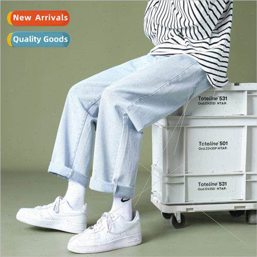 Jeans wide-legged pants men spring summer straight pants loo