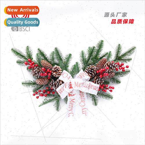 Christmas 60cm ox horn rattan PE red fru wall hanging hotel