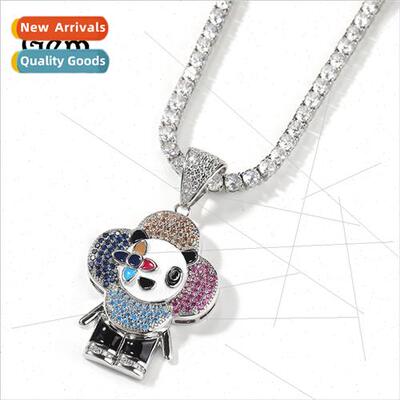 Hip Hop Creative New Donkey Flower Pendant Sparkling Zirconi