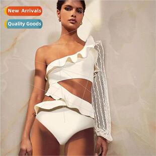 Long Sleeve New Shoulder Soli 2023 Mesh Bikini One piece