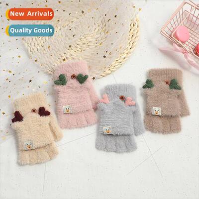 Cute moose antler gloves female new cycling cold padded wrin