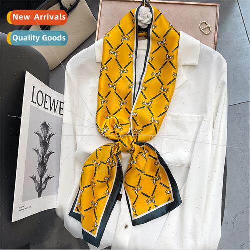2022 Retro pony spring fall new long silk scarf female decor