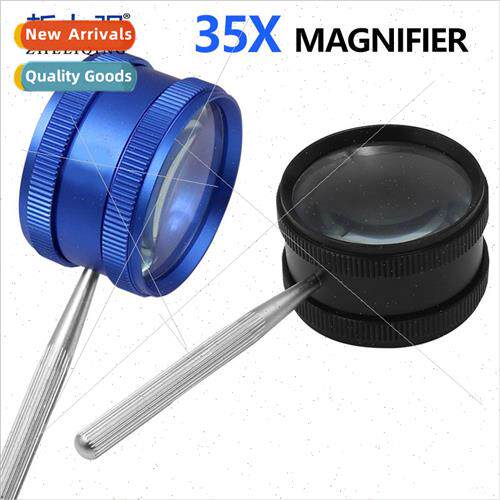 35x handheld metal cylinder magnifier wh cleaning cloth 50mm